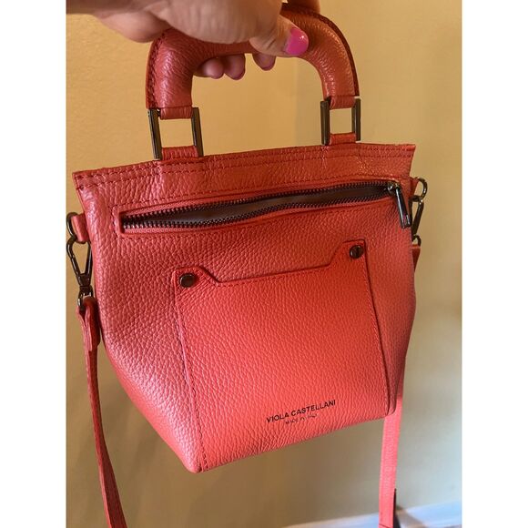 Viola Castellani Deep Orange Purse Handbag Italy - Picture 2 of 5